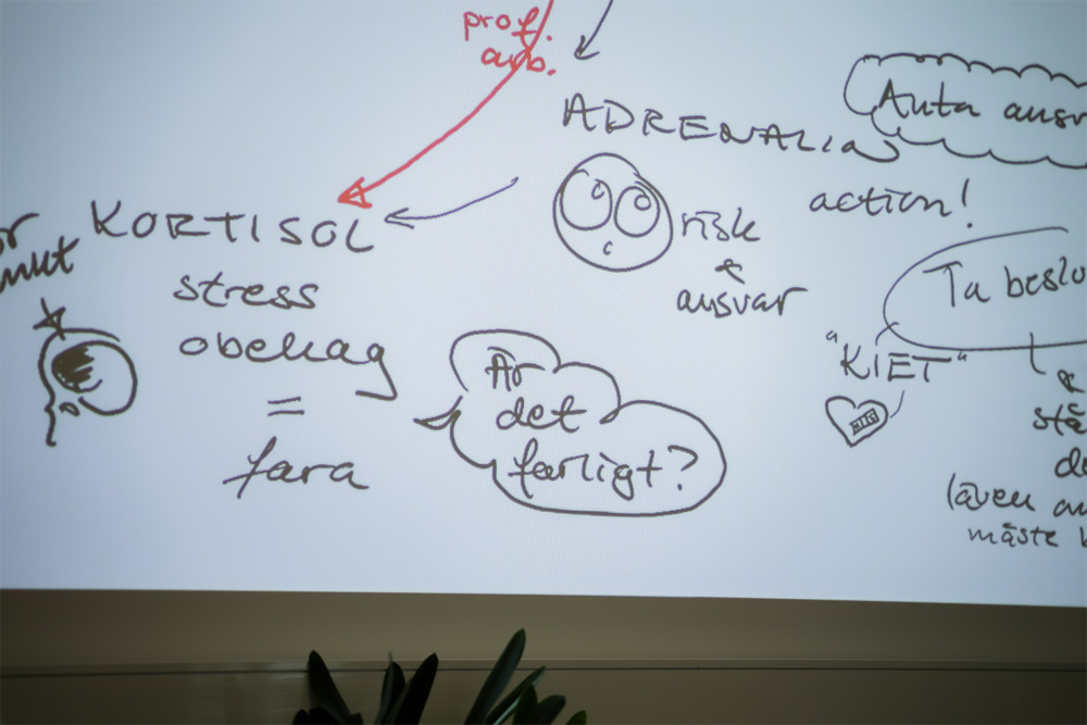 En detalj från en teckning om hjärnans signalsubstanser.